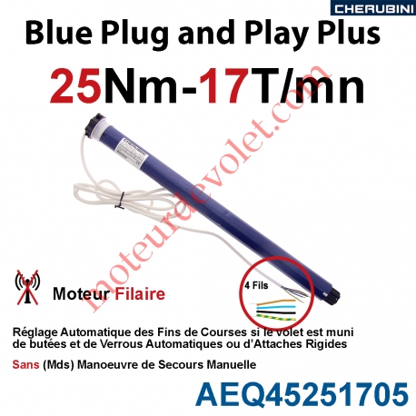 Moteur Cherubini 25/17 Cherubini Blue Plug and Play Plus ø 45 sans Mds