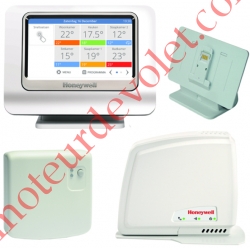 Pack EvoHome Communiquant comprenant: 1 Thermostat à Ecran Tactile Couleur 1 Passerelle de Communication Honeywell 1 Support de