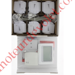 Kit EvoHome comprenant: 1 Thermostat à Ecran Tactile 1 Support de Table 6 Têtes de Radiateur & 1 Boîtier Relais 5A