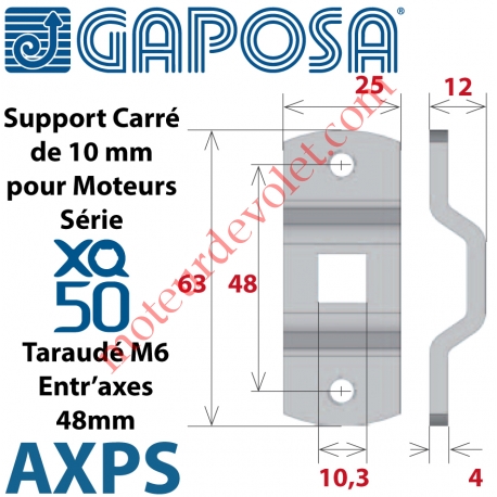 Support Moteur Axial XQ50 en Oméga Couple Maxi xx Nm Fixation entr'axes 48 mm 