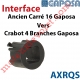 Interface Ancien Carré de 16 Moteur Gaposa vers Crabot 4 Branches Moteur Gaposa