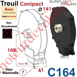 Treuil  Conipact Entrée Hexa 7 Femelle Sortie Crabot Zf Mâle Avec FdC Réglé à Gauche Avec Vis