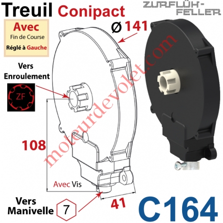 Treuil  Conipact Entrée Hexa 7 Femelle Sortie Crabot Zf Mâle Avec FdC Réglé à Gauche Avec Vis