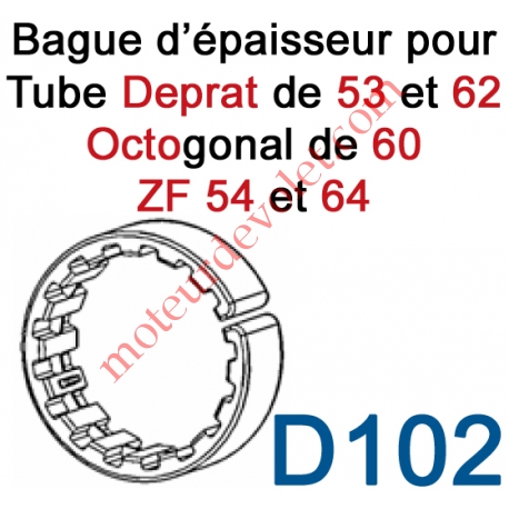 Bague d'épaisseur Ouverte pour augmenter le diamètre des tubes Deprat de 53 et 62, ZF de 54 et 64 et Octo 60