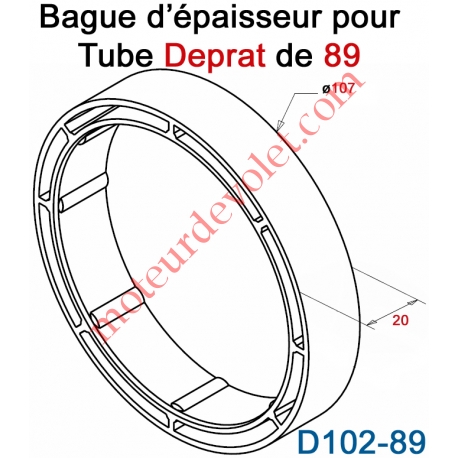Bague d'épaisseur pour augmenter le diamètre du tube Deprat 89 à 107 mm
