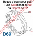 Bague d'épaisseur pour augmenter le diamètre du tube Deprat 62 à 80 mm