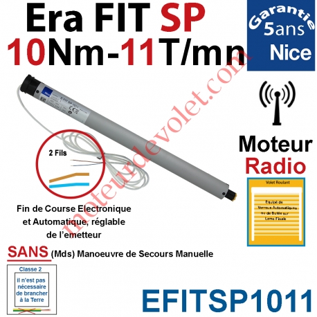 Moteur Nice Radio Era Fit SP 10/11 Av FdC Electro & Fréquence 433,92MHz Rolling Code S 35