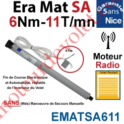 Moteur Nice Radio Era Mat SA 6/11 Av FdC Electro & Fréquence 433,92MHz Rolling Code Série S (Small ø35mm)