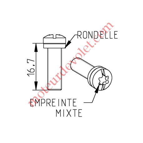 Vis Métaux Tête Spéciale pour Genouillère Zf 5 x 18 Avec Rondelle Nylon