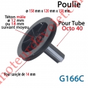 Poulie ø 158 pr Sangle 14 & Embout Octo 40 Av Téton Mâle ø12 ou 18 mm suiv Moyeu