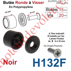 Butée Ronde Coloris Noir à Visser sur Lame Finale Longueur 15 mm Avec Rondelle et Vis Zinguée Lg 20mm