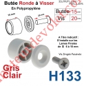 Butée Ronde Coloris Gris Clair à Visser sur Lame Finale Longueur 15 mm Avec Rondelle et Vis Zinguée Lg 20mm
