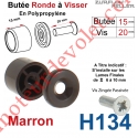 Butée Ronde Coloris Marron à Visser sur Lame Finale Longueur 15 mm Avec Rondelle et Vis Zinguée Lg 20mm