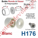 Butée Ronde Coloris Blanc à Visser sur Lame Finale Longueur 15 mm Avec Rondelle et Vis Zinguée Lg 25mm