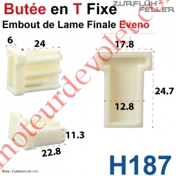 Embout - Butée en T Fixe de Lame Finale Eveno de 6 mm d'Epaisseur x 25 mm de Haut