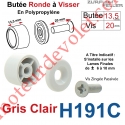 Butée Ronde Coloris Gris Clair à Visser sur Lame Finale Longueur 13,5 mm Avec Rondelle et Vis Zinguée Lg 20mm
