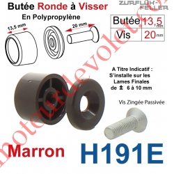 Butée Ronde Coloris Marron à Visser sur Lame Finale Longueur 13,5 mm Avec Rondelle et Vis Zinguée Lg 20mm