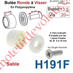 Butée Ronde Coloris Sable à Visser sur Lame Finale Longueur 13,5 mm Avec Rondelle et Vis Zinguée Lg 20mm