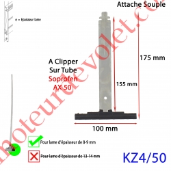 Attache Tablier Noire Lg 155 mm à Clipper sur Tube Soprofen AX50 pour Lame 8-9 mm d'épaisseur