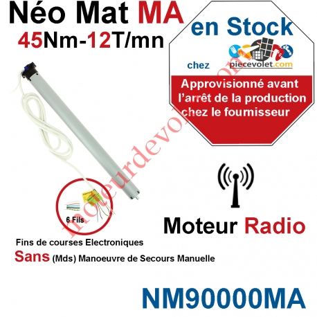 Moteur NéoMat MA 45/12 Av FdC Electro & Radio 433,92MHz Rolling Code M 50