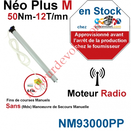 Moteur NéoPlus M 50/12 Radio 433,92MHz Rolling Code M 50