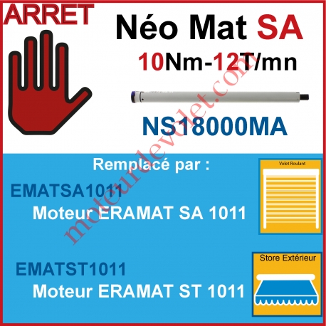 Moteur Néomat SA 10/12 Avec FdC Electroniques et Radio 433,92MHz Rolling Code S 40 (remplacé par la référence EMATST1011)