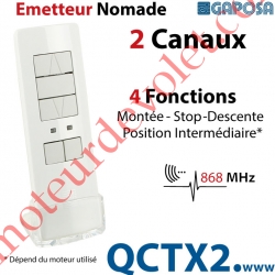 Emetteur Nomade Gaposa 868 MHz 2 Canaux 4 Fonctions Coloris Blanc