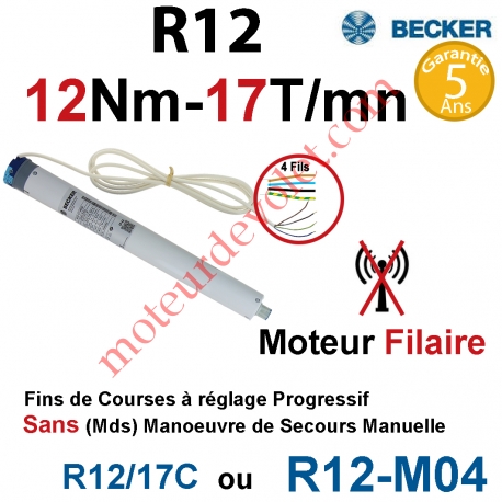 Moteur Filaire Avec FdC à Réglage Progressif 12/17 Becker sans Mds Autre Réf R12/17M