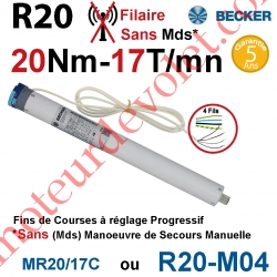 Moteur Filaire Avec FdC à Réglage Progressif 20/17 Becker sans Mds Autre Réf MR20/17C