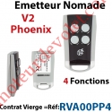 Emetteur Mini Nomade V2 Phœnix 4 fonctions 433,92 MHz Vierge à Coder