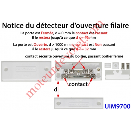 Détecteur d'Ouverture à Visser Coloris Blanc pour Alarme Filaire
