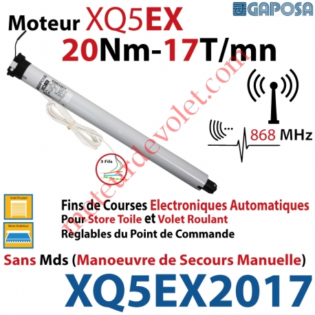 Moteur Radio 868 Mhz 20/17 XQ5EX Fins de Courses Electroniques à Encodeur sans Mds