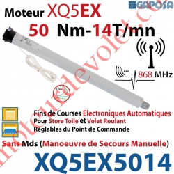 Moteur Radio 868 Mhz 50/14 XQ5EX Fins de Courses Electroniques à Encodeur sans Mds