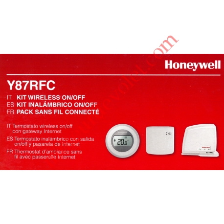 Pack Y87RFC Connecté comprenant:1 Thermostat à Affichage Digital 1 Passerelle de Communication Honeywell et 1 Boîtier Relais 5A