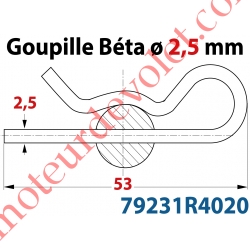 Goupille Béta ø 2,5 en Acier pour Support d'Axe en Carré de 16 Avec Tourillon