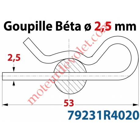 Goupille Béta ø 2,5 en Acier pour Support d'Axe en Carré de 16 Avec Tourillon