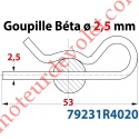 Goupille Béta ø 2,5 en Acier pour Support d'Axe en Carré de 16 Avec Tourillon