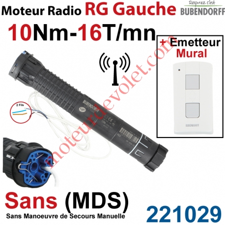 Moteur Bubendorff Radio RG Gauche 10 Nm sans Mds et son Emetteur Mural