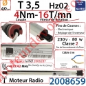 Moteur Radio Simu Hz02 4/16 Rts Sans Carré T3,5 sans Mds Double Isolation Classe II Sans Fil de Terre