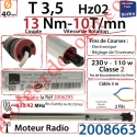 Moteur Radio Simu Hz02 13/10 Rts Sans Carré T3,5 sans Mds Double Isolation Classe II Sans Fil de Terre