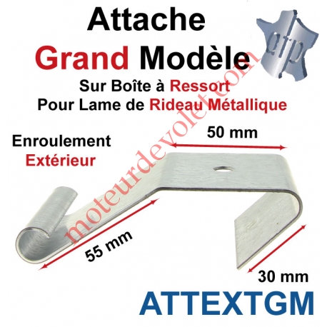Attache Lame Grande Boucle Largeur 56mm Acier Galva pour Boîte Ressort Enroulement Extérieur