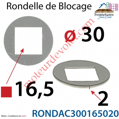 Rondelle de Blocage en Acier Galvanisé ou Electro-Zingué 30 x 16,5 x 2 mm