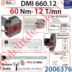 Moteur Simu Radio Hz01 Avec FdC à Réglage Progressif DMI6 60/12 Rts Avec Mds