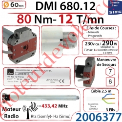 Moteur Simu Radio Hz01 Avec FdC à Réglage Progressif DMI6 80/12 Rts Avec Mds