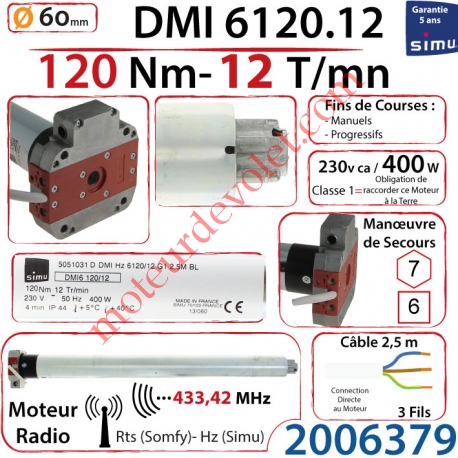 Moteur Simu Radio Hz01 Avec FdC à Réglage Progressif DMI6 120/12 Rts Avec Mds