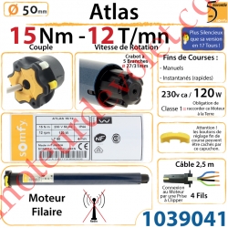 Moteur Atlas 15/12 (Moteur Plus Silencieux que la série17 tours/mn) LT 50 sans Mds