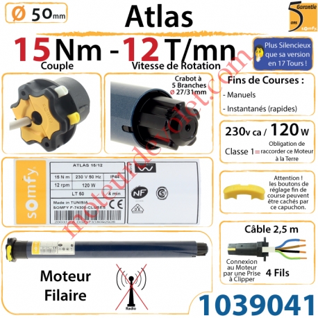 Moteur Atlas 15/12 (Moteur Plus Silencieux que la série17 tours/mn) LT 50 sans Mds