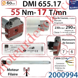 Moteur Filaire Avec Mds T6 Dmi 55/17 Avec FdC à Réglage Progressif