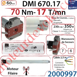 Moteur Filaire Avec Mds T6 Dmi 70/17 Avec FdC à Réglage Progressif