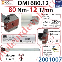 Moteur Filaire Avec Mds T6 Dmi 80/12 Avec FdC à Réglage Progressif